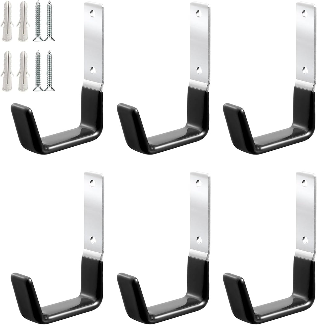 Heavy Duty Steel Garage Hooks,Garage Storage Utility Hooks,Anti-Slip Hanger, Tool Organizer,Steel Wall Mount Organizer, Garden Hose Hanger (Small-6PC)