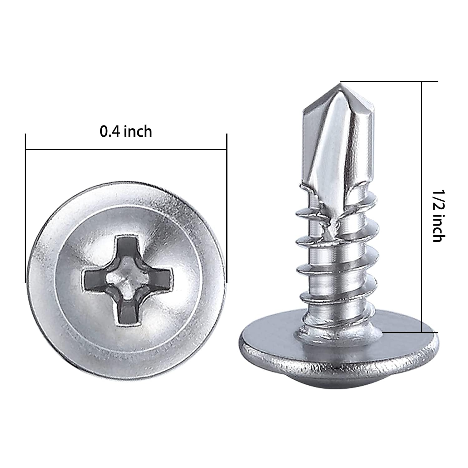 (350 pcs) Wensilon #10×1/2”for Sheet Metal Self-Tapping Screws 410 Stainless Steel Truss Head High-Strength Quick Tapping Screws