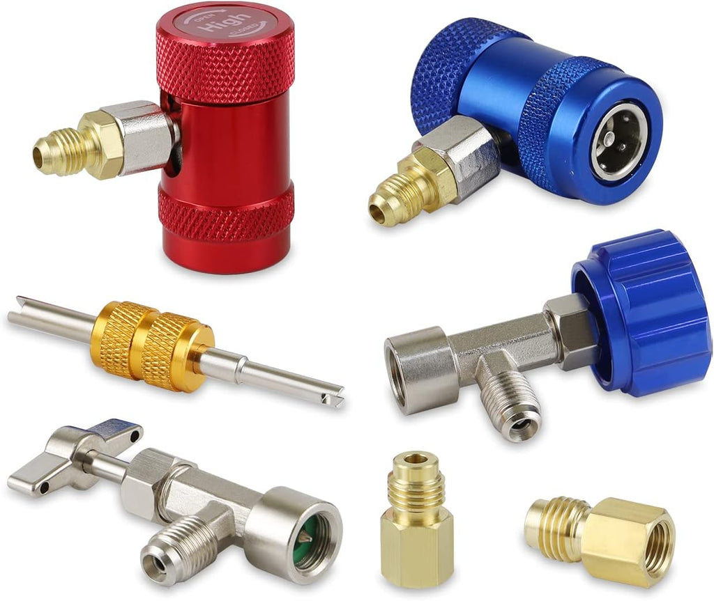 Lichamp Car A/C R1234YF Adapter with Self Sealing Can Tap, AC R1234 Quick Couplers Connectors Kit