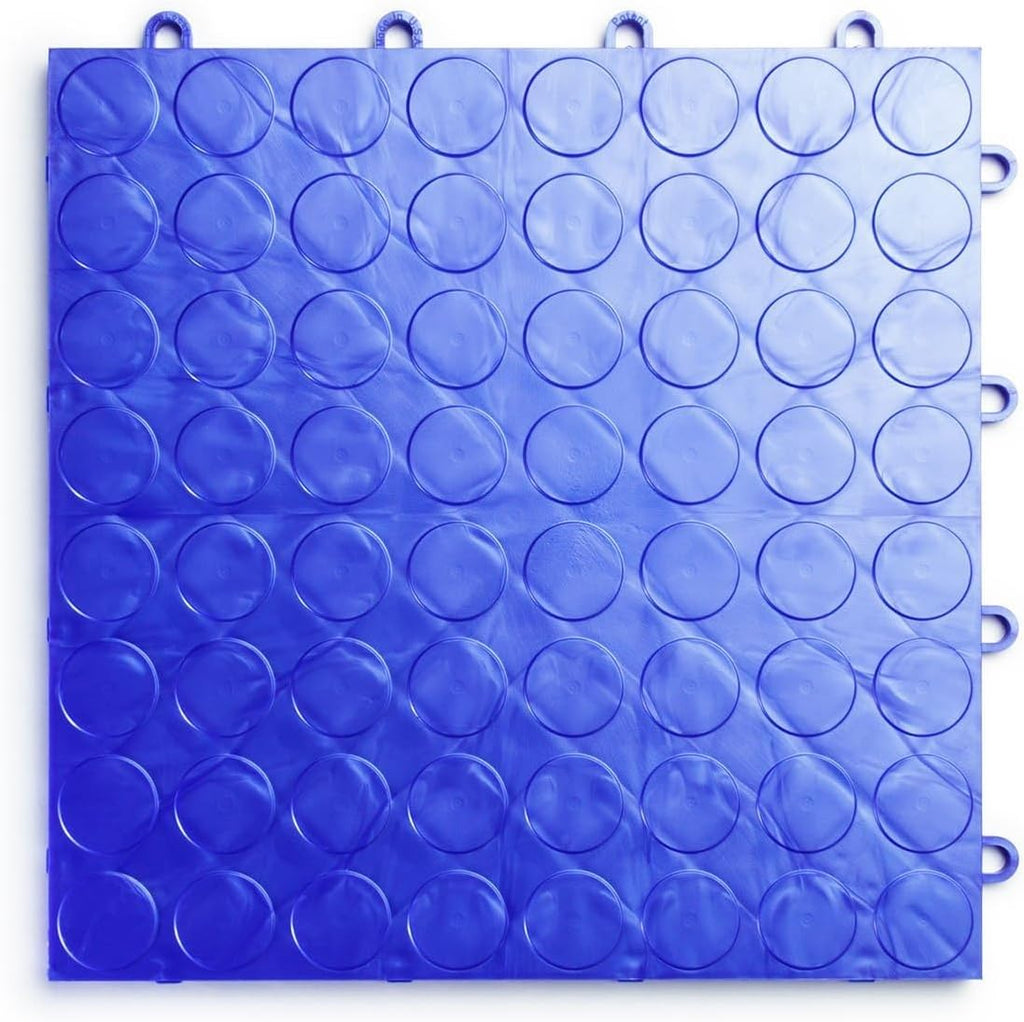 Big Floors RaceDeck CircleTrac, Interlocking Non-Slip Garage Flooring Tile, Durable, Modular, Heavy-Duty Copolymer, Easy Install (Royal Blue, 12 Pack of 12 x 12" Tiles)