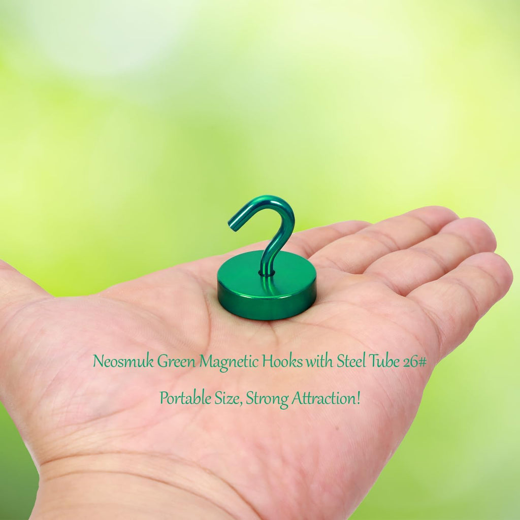 Neosmuk Magnetic Hooks, Cruise Ship Essentials, 80lb+ Heavy Duty Magnetic Hooks for Cruise Cabins, Refrigerator, Grill, Hanging, and Travel | Extra Strong Must-Haves Magnet Hook,Green