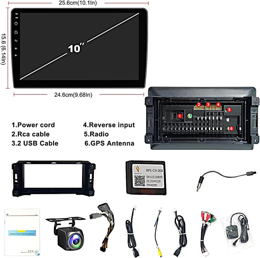 QLED, Customize Desktop Car Stereo Radio Upgrade for Dodge RAM 1500 2500 3500 for 2009 2010 2011 2012,Android Stereo Replacement,Build in Wireless carplay Wired Android Auto,Free Camera (2GB+64GB)