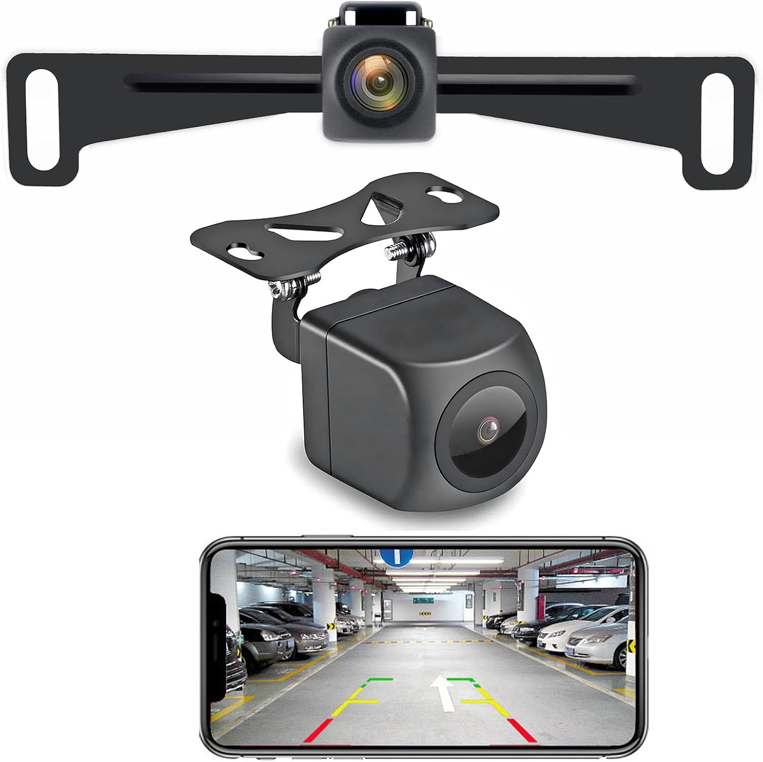 Wireless License Plate Backup Camera for Car/SUV - No Drilling WiFi HD 160° View, Waterproof Reverse/Rear View Camera with Real-Time Signal, Compatible iPhone/Android/iPad (Parking/Hitch Aid)