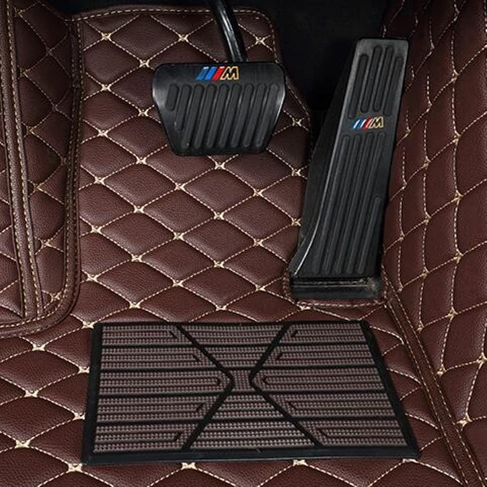 Custom All-Weather Protection Luxury Leather Floor Mats for Cars SUVs Trucks According Anti-Slip Leather Floor mats ﻿ (27,Beige and Red Beige)