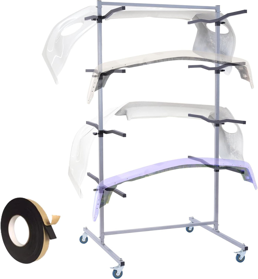 Mobile Bumper Storage Rack, Double-Sided Bumper Stand for Automobile Parts, Maximize Efficiency Auto Body & Parts Storage Pannel Tree, 8 Pairs Racks