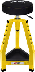 Adjustable Tall Shop Stool, Mechanic Garage Bar Stool Chair, Work Metal Chair for Workshop,360° Swivel Padded Seat, Tool Tray Storage, 350 LBS Capacity, Heavy Duty, Yellow
