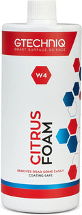 Gtechniq - W4 Citrus Foam - High Content Foaming Agent, Removes Dirt and Road Grime, Non-Caustic Formula, Maximum Gloss Retention Snow Foam (1 Liter)