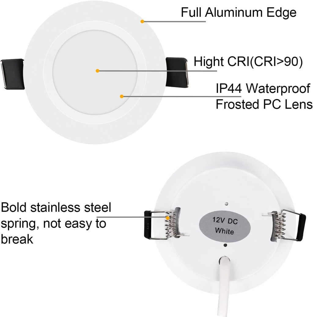RV Boat Recessed Ceiling Light 6 Pack 12V LED Puck Light with Hole Puncher DC 12V 3W Full Aluminum Downlights for Under Cabinet Camper Vans RV Interior Lighting,5500-6000k