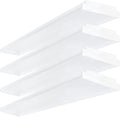 ANTLUX 4FT LED Wraparound 40W Shop Lights for Garage, 4400lm, 4000K, 4 Foot Crystal LED Wrap Light, 48 Inch Integrated Linear Strip Flush Mount Office Workshop Ceiling Lighting Fixture, 4 Pack