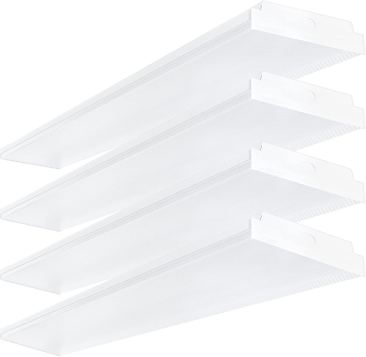 ANTLUX 4FT LED Wraparound 40W Shop Lights for Garage, 4400lm, 4000K, 4 Foot Crystal LED Wrap Light, 48 Inch Integrated Linear Strip Flush Mount Office Workshop Ceiling Lighting Fixture, 4 Pack