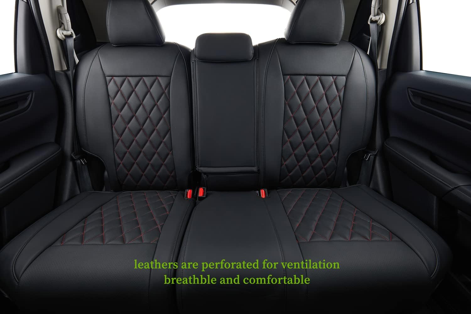coverdream CRV Waterproof Leather Seat Covers Custom Fit for 2012 2013 2014 Honda CRV EX,SE,EX-L,Touring,Full Coverage,Airbag Compatible,Car Seat Protector(Full Set,Red/Black)