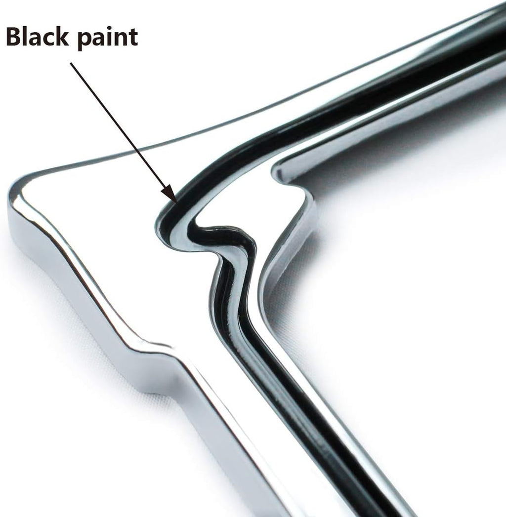 Creathome 3D Chrome License Plate Frames, Pure Zinc Alloy Metal with Horn Shape Pattern