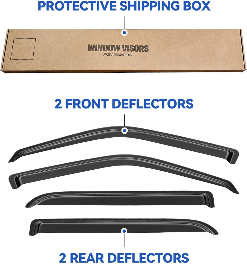 Window Visors Rain Guards for 2001 2002 2003 Ford F150 SuperCrew Cab, Out-Channel Window Vent Wind Deflectors Visors Shades for 2002 2003 Lincoln Blackwood