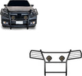 Black Horse Grille brush Bumper Guard Modular Come With pair of 7.0"Dia.LED Lights with Black Trim Rings Compatible with 2016-2019 Honda Ridgeline-17H01MA-PLB