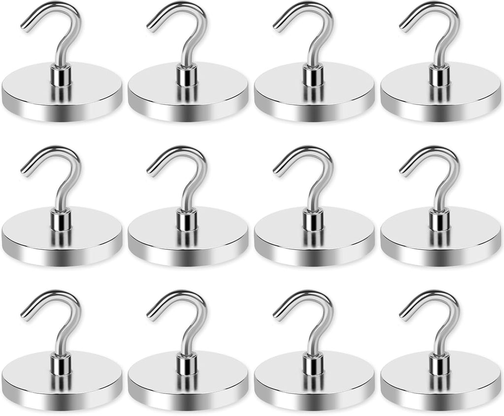 LOVIMAG Magnetic Hooks Heavy Duty, Super Stong Magnetic Hooks Neodymium Magnet Hooks for Cruise, Rare Earth Magnets with Hooks for Magnetic Hanger,Toolbox,Storage,Hanging-12 Pack