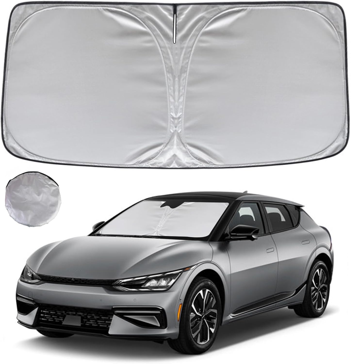 KAYZT Windshield Sun Shade for 2022-2025 2026 Kia EV6 Foldable Sunshade Front Window Custom Fit Car Accessories