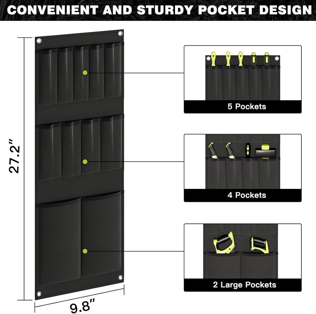 Large Power Tool Organizer Cart with Charging Station 8 Drill Holder Garage Storage Standing Heavy Duty and Stability Storage Rack Utility Tool Shelf (Black)