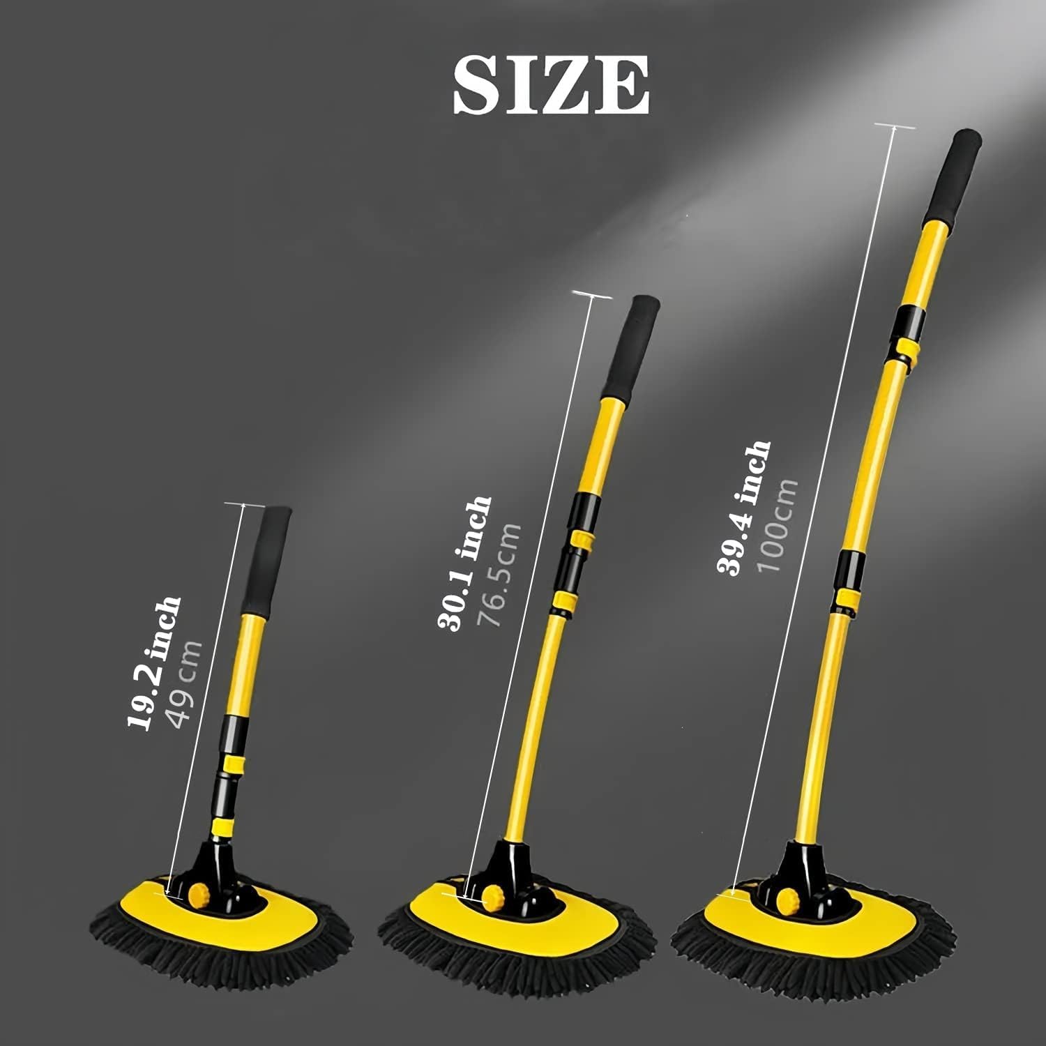 Upgrade Car Wash Brush Mop with Long Handle,Chenille Microfiber Car Wash Brush Car Cleaning Brush Kit Car Wash Mop Supplies Car Washing Brush with Scratch-Free Replacement Head