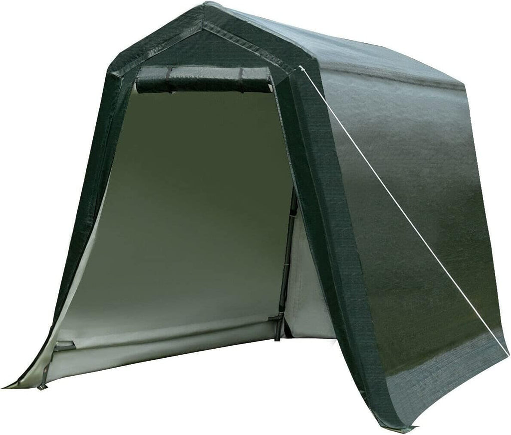 ERGOMASTER 6 Ft x 8 Ft Outdoor Carport Storage Shelter Metal Frame and Waterproof Cover for Motorcycle Cars Garden Tools
