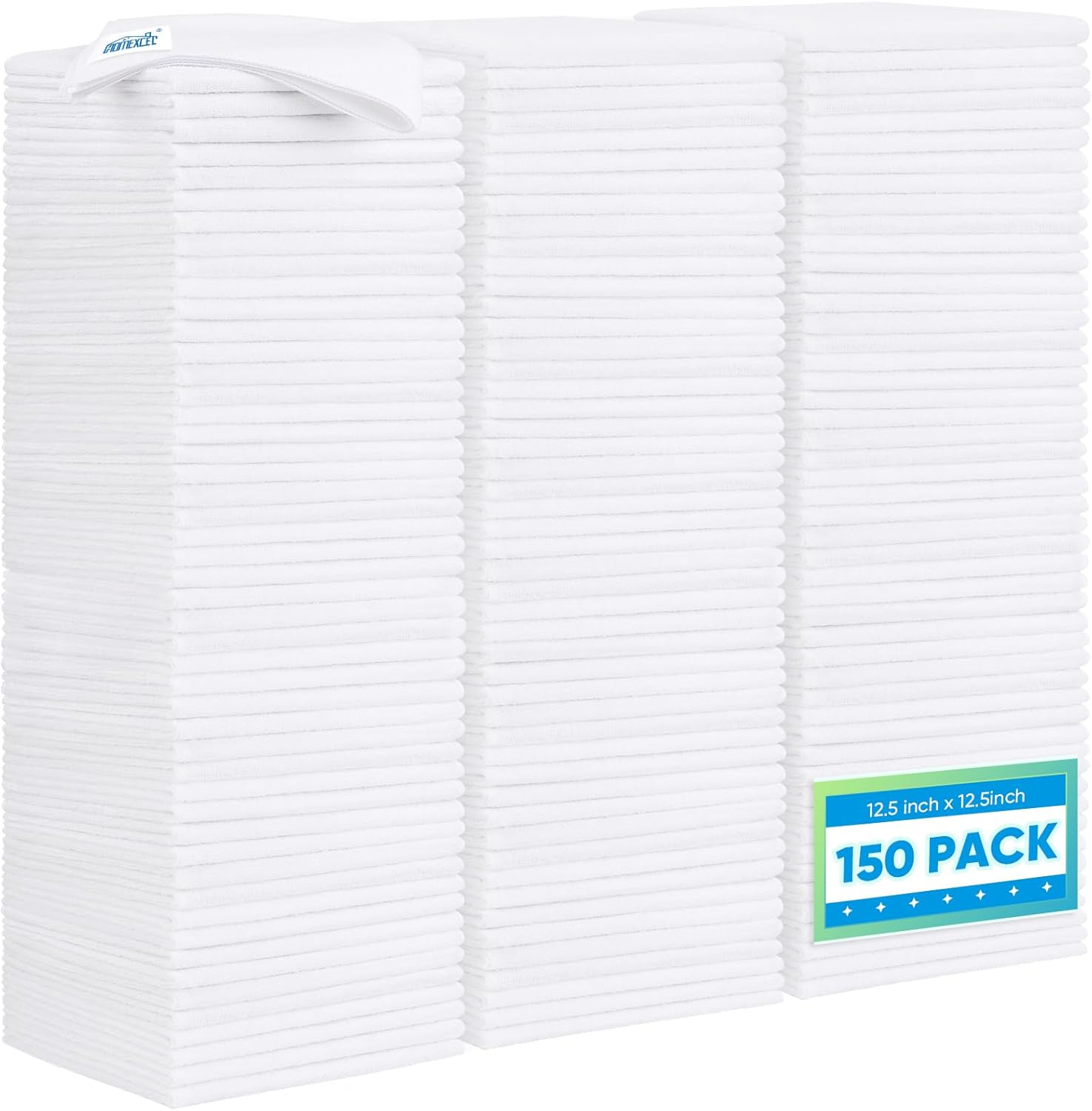 HOMEXCEL White Microfiber Cleaning Cloth 50 Pack, 12.5 x 12.5 inch Microfiber Towels for Cars, Ultra Absorbent Car Washing Cloth, Lint Free Streak Free Cleaning Rags for Car, Kitchen, and Window