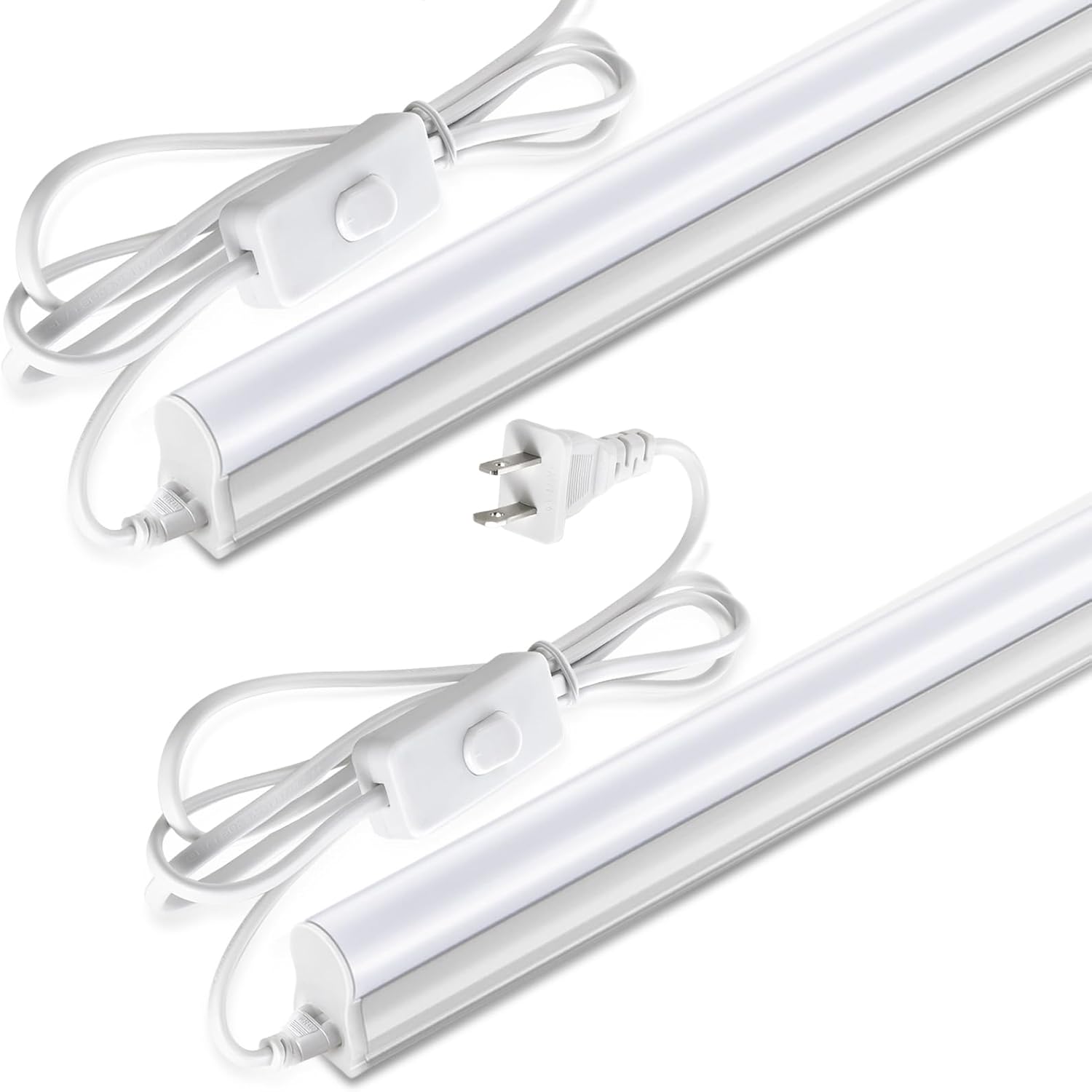 Pak LED Shop Lights, 4FT T5 Integrated Utility Fixture, 2300LM 6500K Cool White, 20W Energy Efficient Linkable LED Tube Lights for Garage, Workshop, Basement, FCC Certified, 2 Pack