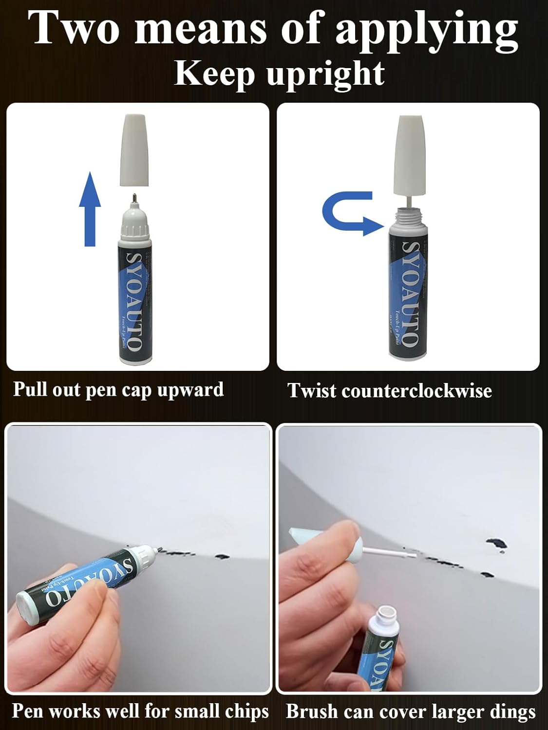 SYOAUTO Platinum White Pearl Touch Up Paint Fit for Honda Cars Auto Touch up Paint Scratch Repair Pen Brush and Tip 2 in 1 Platinum White Pearl
