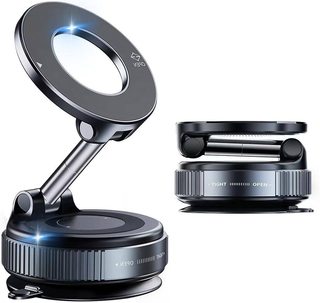 Vacuum Magnetic Car Phone Holder,360°Adjustable Magnetic Phone Holder,Hands-Free Suction Cup Phone Mount for MagSafe,Cell Phone Holders for Your Car for All Smartphones & All Car Models