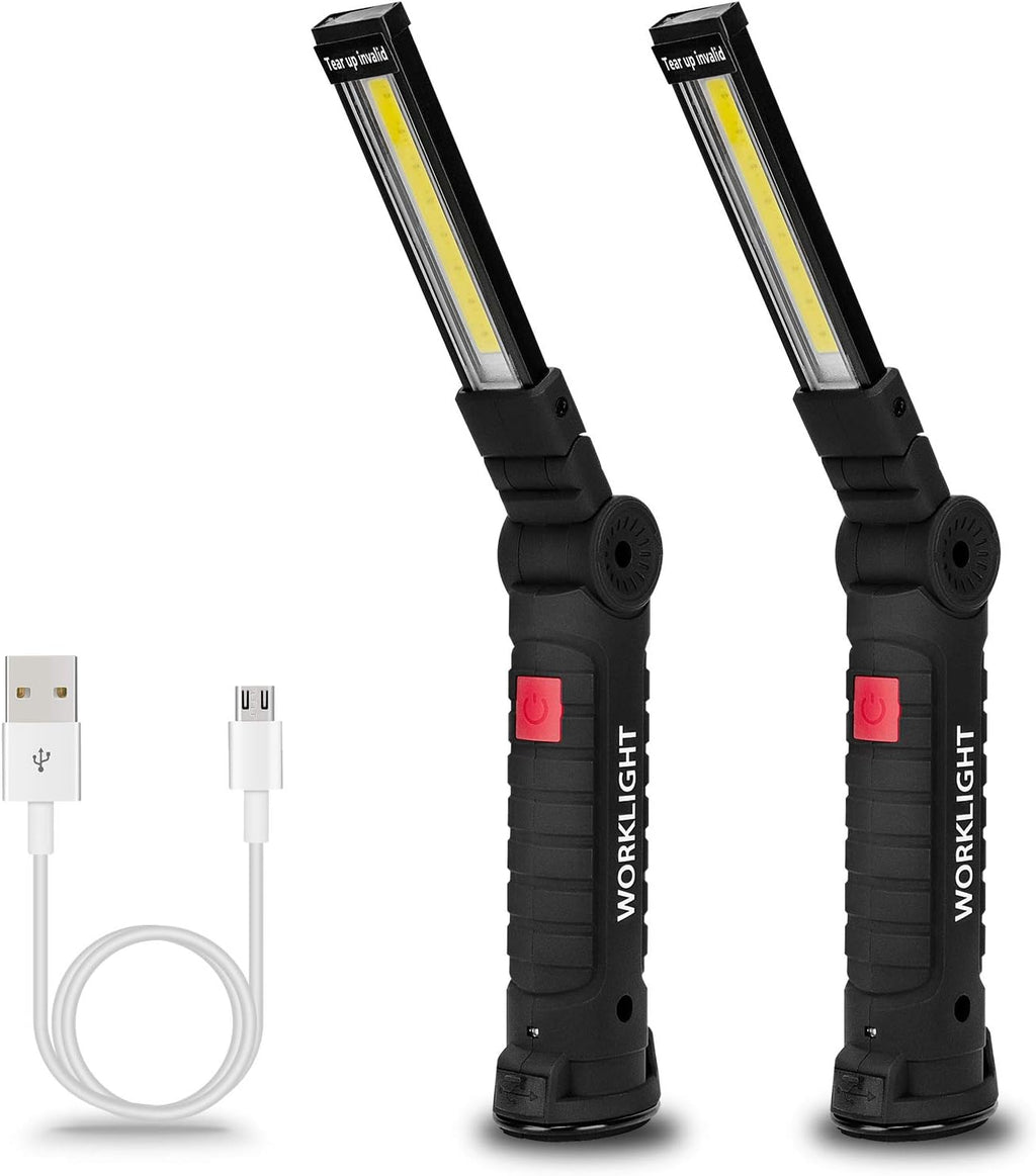 Tool Gifts for Men 2Pack Rechargeable LED Work Lights with Magnetic Base, 360° Rotation,Versatile Lighting for Repairs, Outdoors,Christmas Gifts,Stocking Stuffers Mens Gifts