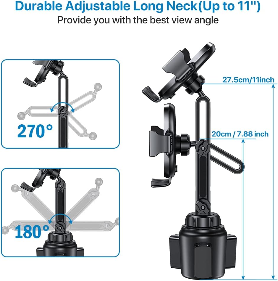 Miracase Cup Phone Holder for Car, [Upgraded Version] Adjustable Long Neck Car Cup Holder Phone Mount Cradle Friendly Compatible with iPhone Samsung Google and All Smartphones, Red