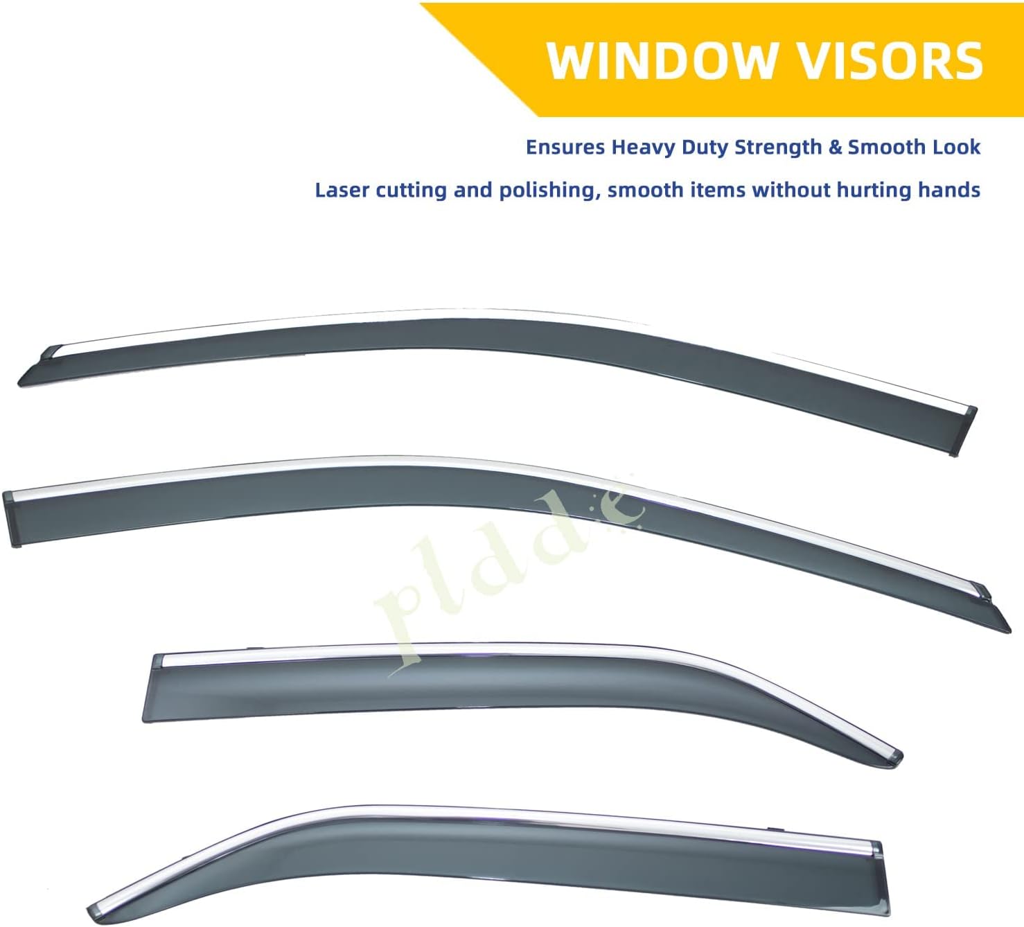 4pcs Smoke Tint With Chrome Trim Outside Mount Tape On/Clip On Style PVC Sun Rain Guard Window Visors Compatible with 2012-2014 Toyota Camry
