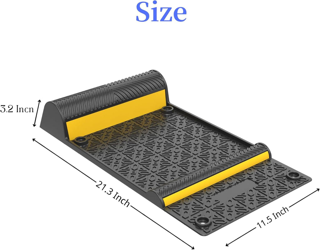8 Pack Parking Mats for Garage Floors,21.6" X11.4" Durable Rubber Car Parking Guide Mat-Wheel Stopper with Reflective Yellow Strips,Garage Floor Stop Aid for Cars, Trucks, Indoor/Outdoor,Black