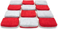 Autofiber [Saver Applicator Terry] Ceramic Coating Applicator Sponge | 12 Pack | with Plastic Barrier to Reduce Product Waste. (Red/Gray, Thin)