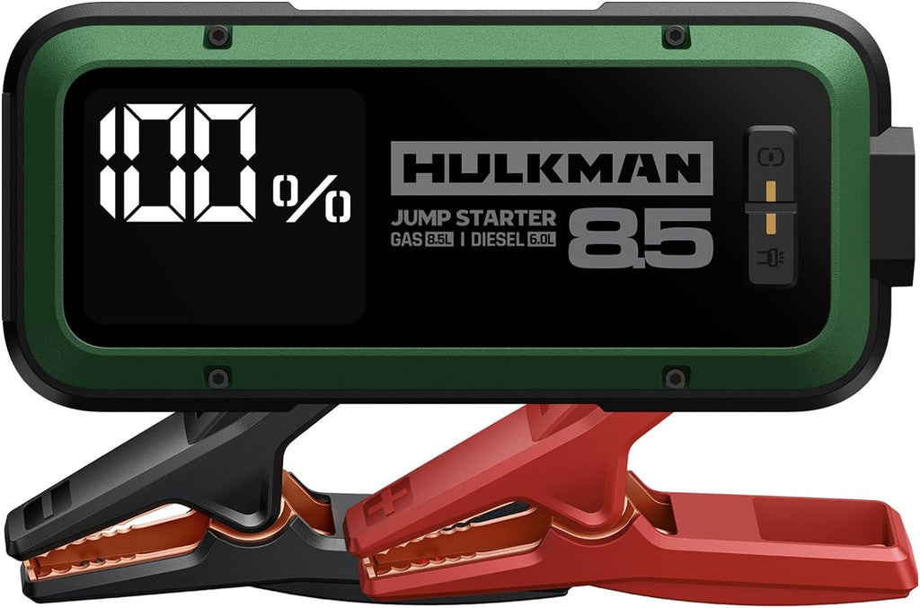 Hulkman Alpha85,Midnight Green,2000A 74Wh Smart Jump Starter,12V Portable Car Battery Booster with 3.3" Display,USB-C Power Pack,Includes 65W Wall Charger,Jumper Cables for up to 8.5L Gas/6.0L Diesel
