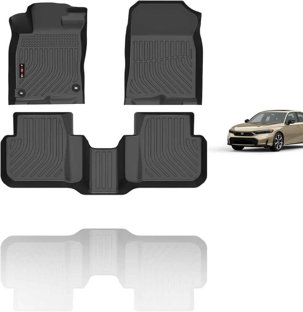KELCSEECS® All Weather Floor Mats Custom for 2026 2025 Honda Civic Hybrid Sedan & Hatchback Car Mats Floor Liners Honda Civic Hybrid Floor Mats Accessories Black