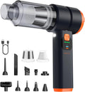 Car Vacuum Portable Cordless, Handheld Vacuum Cordless with 30000PA Suction, 130000RPM, 6800mAh Battery, 10 Nozzles, Rubber Paint Material for Car, Home, Pet Cleaning（Black Orange）