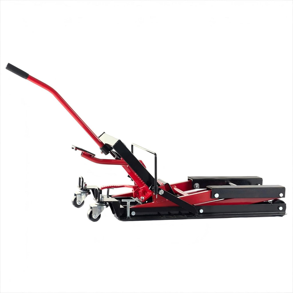 1500 lbs Hydraulic Motorcycle Lift Jack with Safety Lock & Foot Pedal, Heavy Duty Steel ATV/UTV Lift Stand, Adjustable 4.75"-14.75" Height, Portable Garage Bike Hoist for Powersports