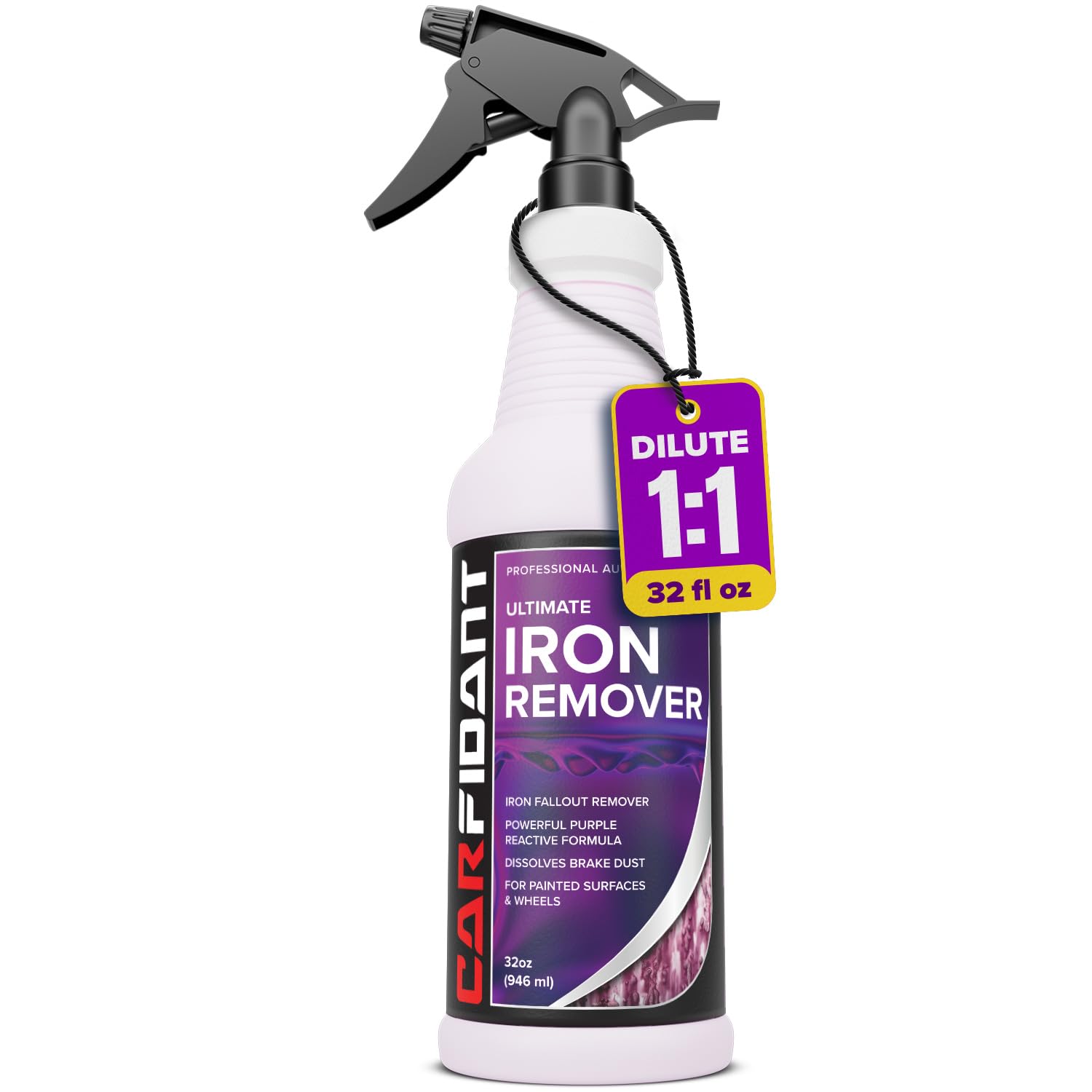 Iron Remover for Car Detailing – Iron Decon Spray, Pulls Out Brake Dust, Rust & Fallout - Contaminant Removal for Car Paint & Wheels, pH Neutral Formula - 32 fl. oz.