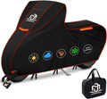 Motorcycle Cover | Heavy Duty PVC | Soft Inner Cotton | Waterproof Outdoor | All Season Universal | 4 Reflective Strips | 3 Windproof Straps | 1 Lock Hole | 1 Storage Bag | (Black, L, 91")