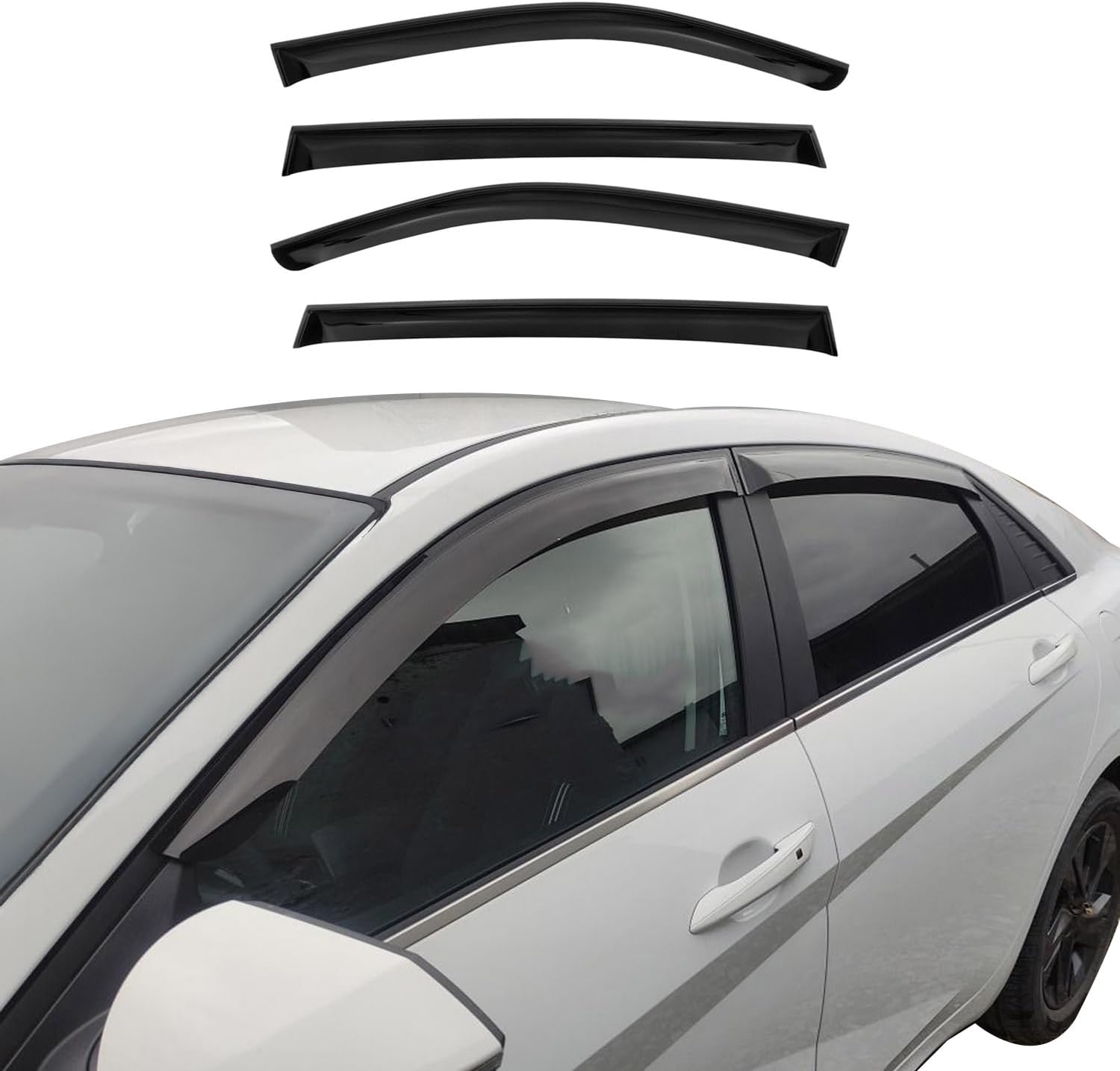 OMAC Window Visor Vent Rain Deflector for Honda Civic Hatchback 2006-2011 Smoke 4 Pcs