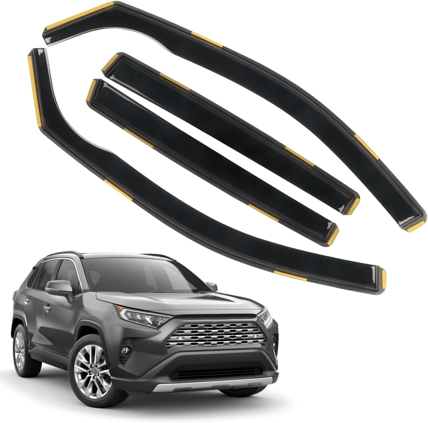 4 PCS in-Channel Window Rain Guards Fit for 2019-2025 Toyota RAV4, Smoke Tinted Vent Window Visors, Window Vent Deflector, Sun Visors Vent Shades, Car Accessories 2020 2021 2022 2023 2024