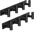Coat Rack Wall Mounted with 4 Hooks, Wall Hooks for Hanging Towel Coat Hat Bag, Heavy Duty, Metal Hat Rack Coat Hanger Towel Hooks Coat Hooks for Entryway Bathroom Kitchen (Black, 2 Packs)