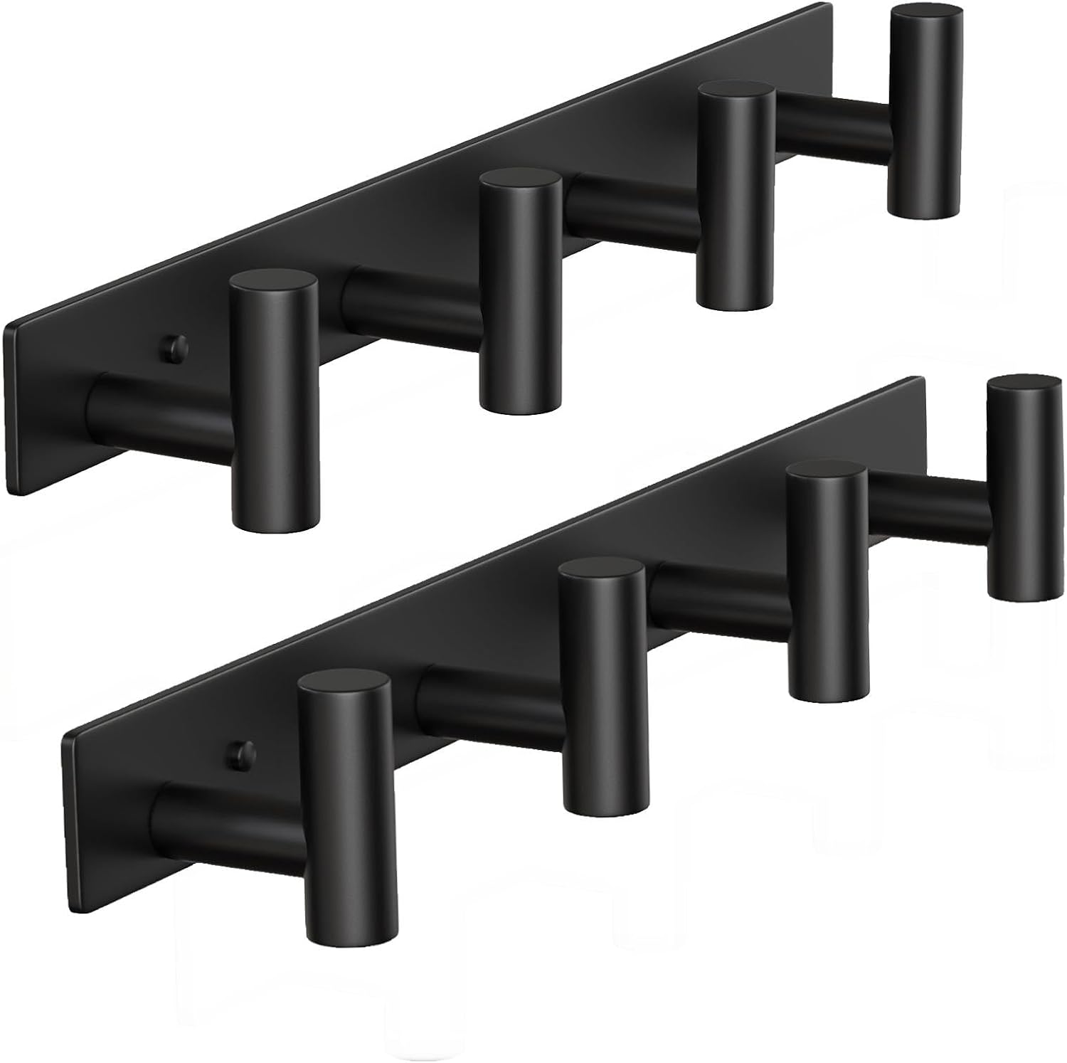 Coat Rack Wall Mounted with 4 Hooks, Wall Hooks for Hanging Towel Coat Hat Bag, Heavy Duty, Metal Hat Rack Coat Hanger Towel Hooks Coat Hooks for Entryway Bathroom Kitchen (Black, 2 Packs)