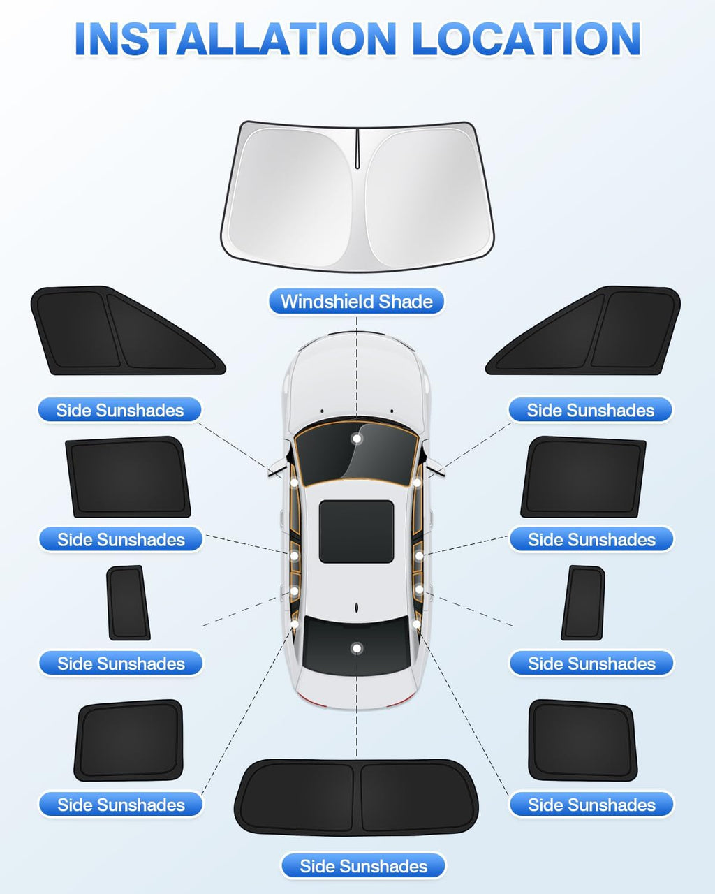 Sunshades for Hyundai Santa Fe 2024 2025 2026 Accessories Windshield Sun Shade Side Rear Window Shade Cover Sun Visor Shield Privacy Protection Keep Vehicle Cool Black 10PCS