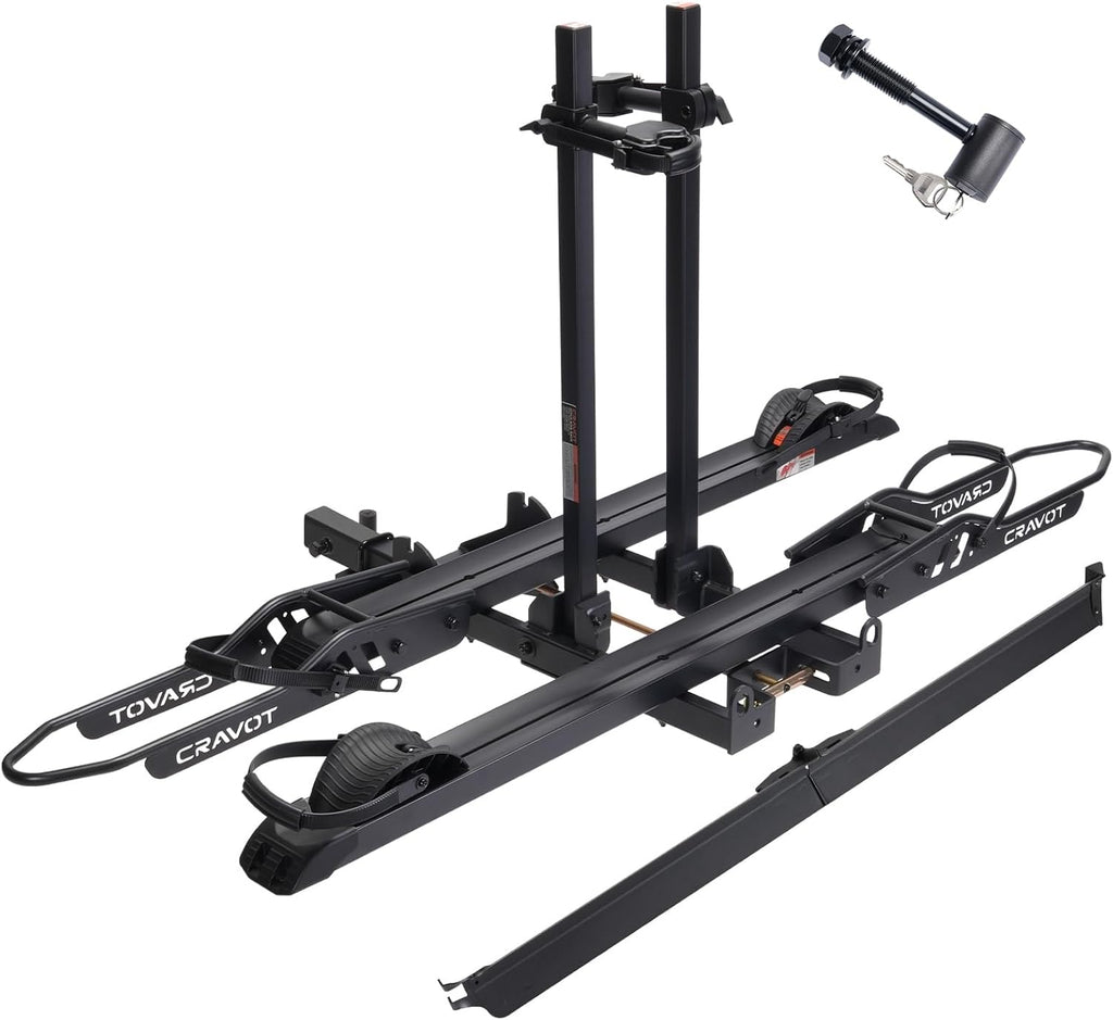 CyberRack S2 Ebike Rack, 300 lbs Capacity Foldable Bike Racks for Tow Hitch Heavy Electric Bike Carrier for 2 E-Bike, Up to 5-inch Fat Tire 2'' Receiver