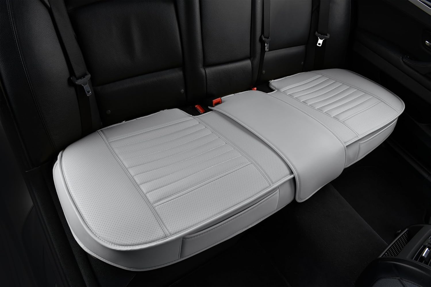 Universal Leather Car Seat Covers Full Set, Car Seat Cushion Covers Protector for Cars SUV Pick-up Truck Van Interior Accessories(Gray)