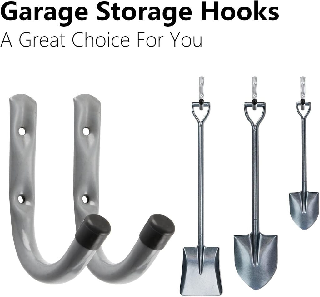 HOME MASTER HARDWARE 12 Pack 4-Inch Heavy Duty Garage Storage Wall Hooks, Steel J Utility Hooks for Hanging Ladders, Tools, Bikes, Grey