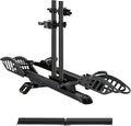 E-Bike Rack with Ramp, Hitch 2 Bike Rack, 200 lbs Capacity Electric Bike Carrier, Foldable Platform Mount for Cars, Trucks, SUVs, Minivans, Up to 5-Inch Fat Tire for 2'' Receiver