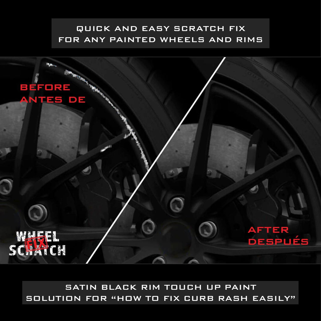 Matte Black Rim Touch Up Paint Kit, Car Wheel Scratch Repair Kit, Wheel Touch Up Paint Pen, curb rim repair kit, curb rash repair kit, Universal Rim Alloy Wheel Paint Black (Matte Black Satin)