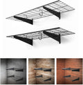 Fencer Wire 48 in. W x 18 in. D Wall Mounted Garage Wall Shelving w/ 2 Hooks, Black Wall Shelf, Heavy Duty Garage Wall Storage System, Garage Organizer Floating Shelves, 500lb Weight Capacity