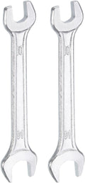 HARFINGTON 2pcs Double Open End Wrench 10mm x 14mm Metric 15 Degree Offset Angle Small Flat Head Wrench Galvanizing Open Ended Spanner for Automotive Repair Furniture Assembly